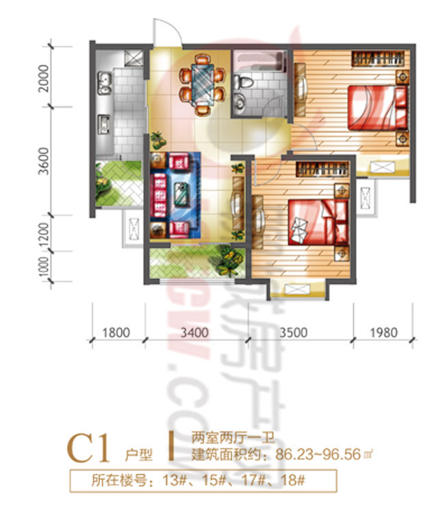 金柱·大学城户型图_聊城房产网