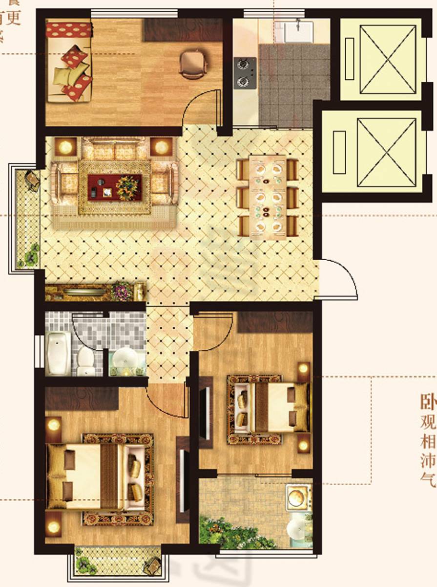 全明户型,两室朝阳